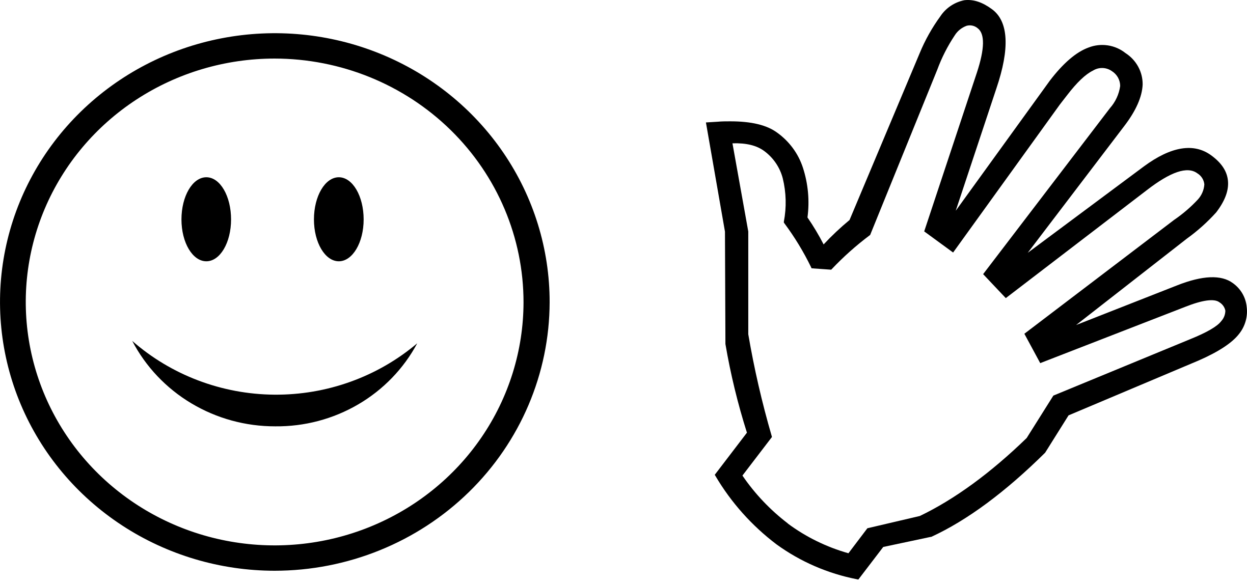 Smiley face and waving hand icon